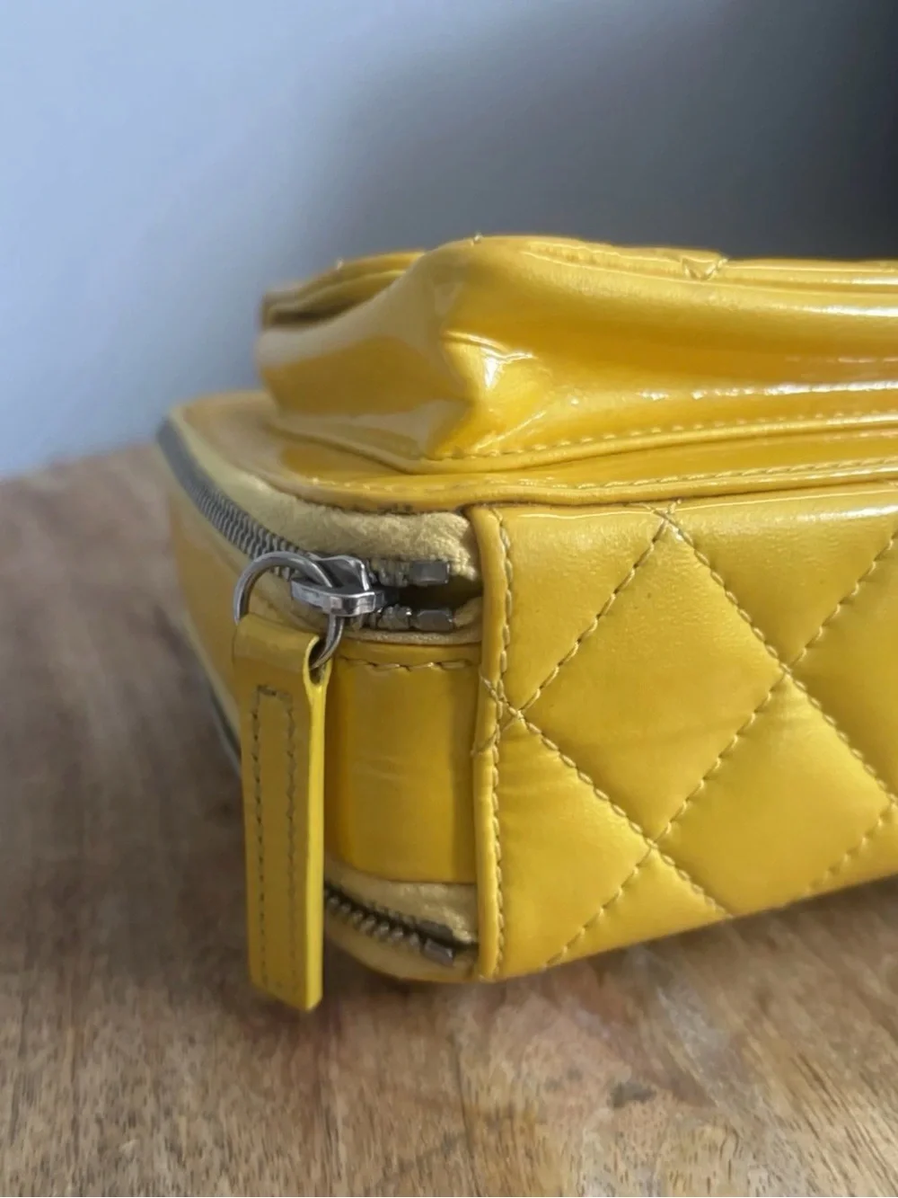 CHANEL Yellow Quilted Leather Crossbody Camera Bag